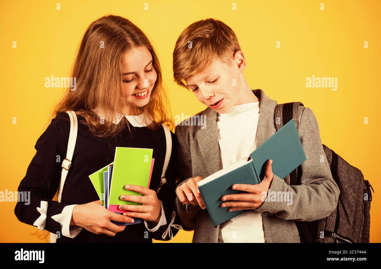 Talent development. School education for advanced level. Classes for teens. International students exchange. School knowledge. Better together. Student ready for lessons. Regular school program. Stock Photo