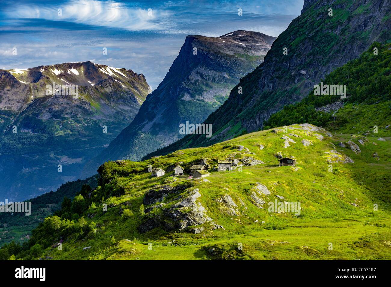 Bergdrorf at Stranda on the Geirangerfjord in Norway Stock Photo