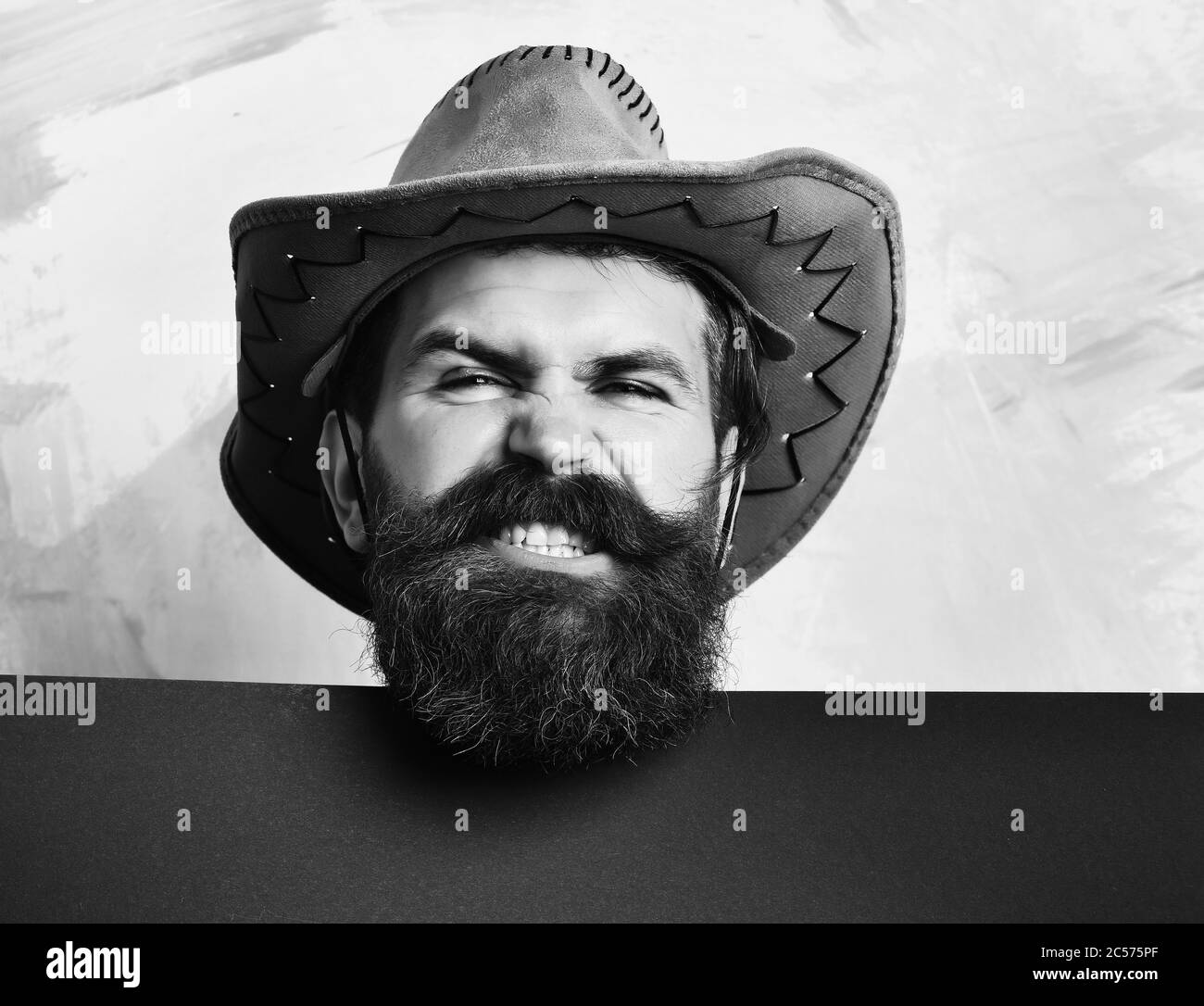 Man cowboy hat long leather hi-res stock photography and images - Alamy