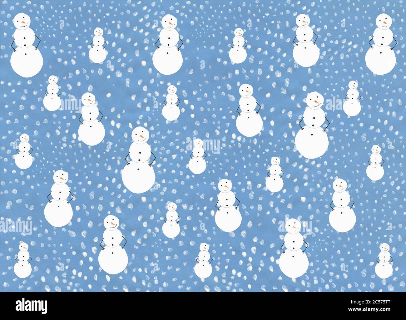 Illustration snowman and snow pattern on blue background Stock Photo ...