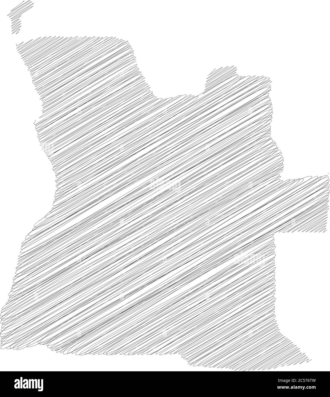 Angola - pencil scribble sketch silhouette map of country area with ...