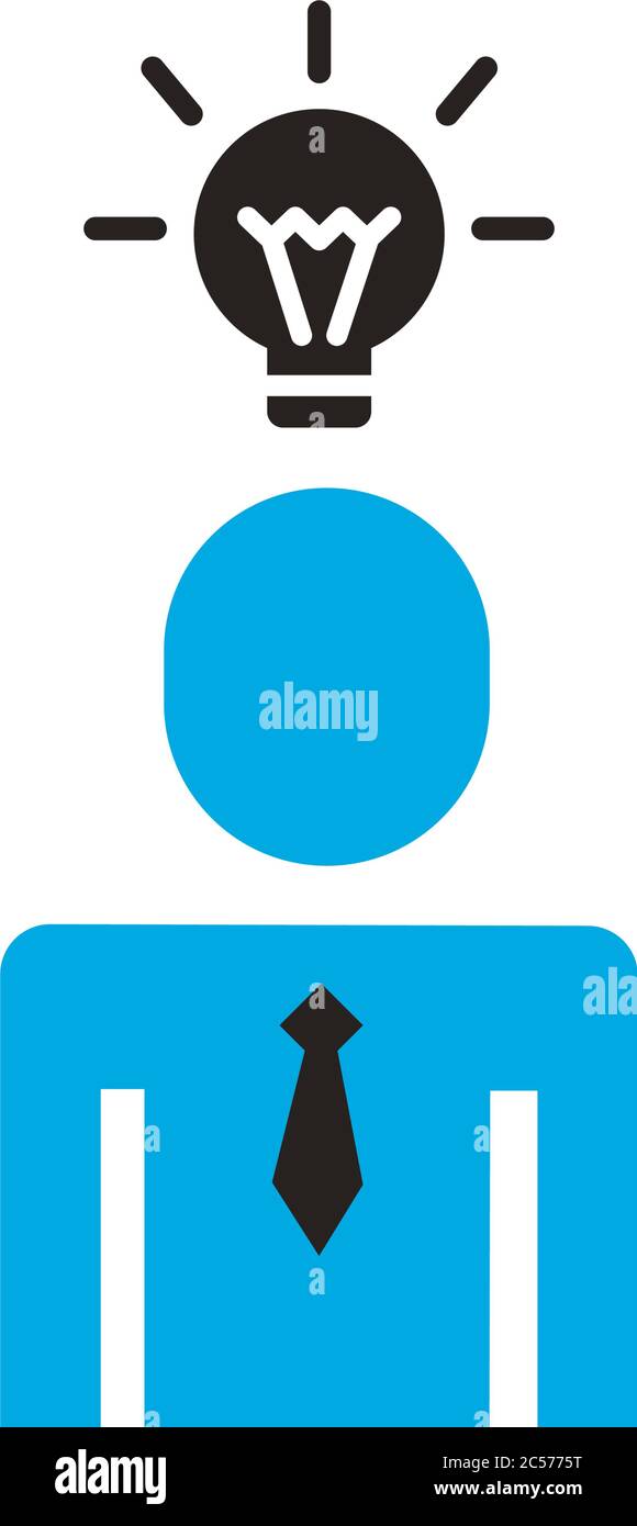 businessman figure in bulb flat style icon vector illustration design ...