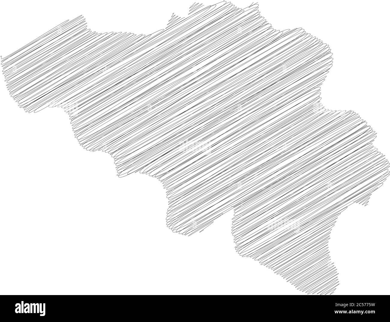 Belgium - pencil scribble sketch silhouette map of country area with ...