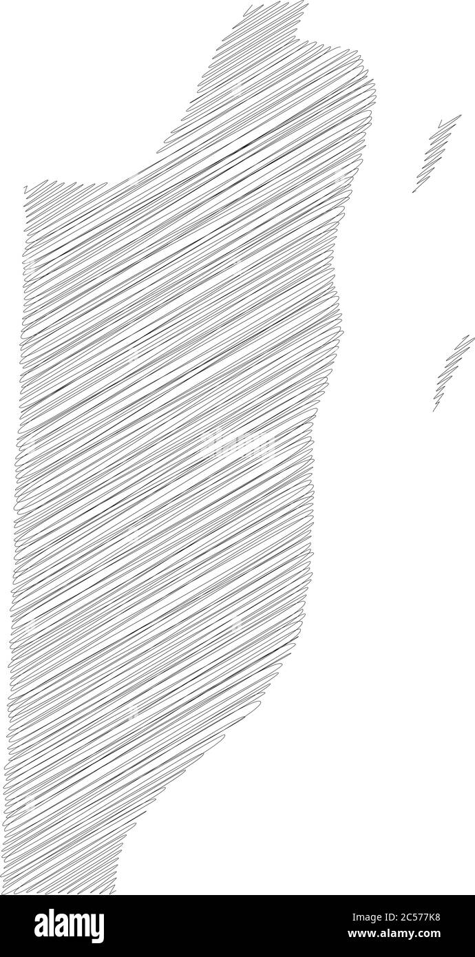 Belize - pencil scribble sketch silhouette map of country area with ...