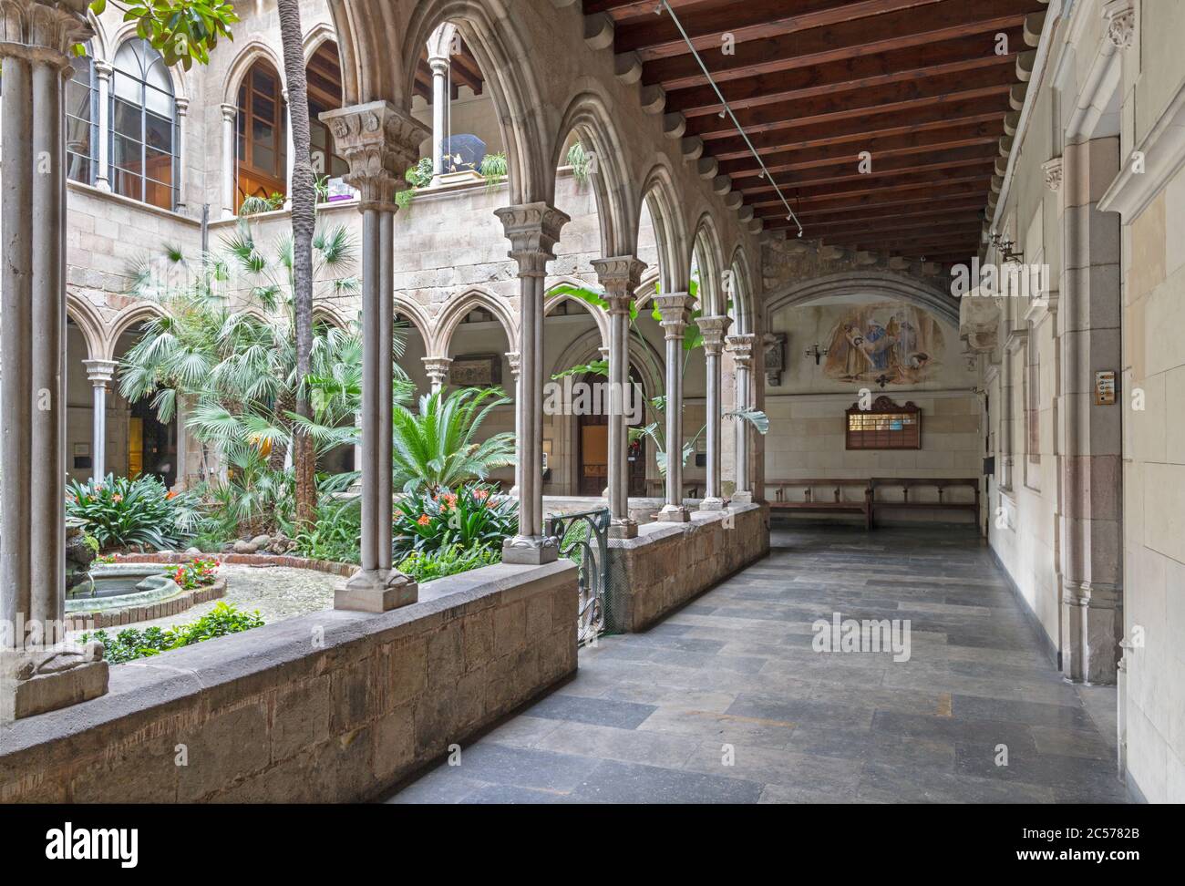 BARCELONA, SPAIN - MARCH 5, 2020: The atrium of church Església de la Concepció. Stock Photo