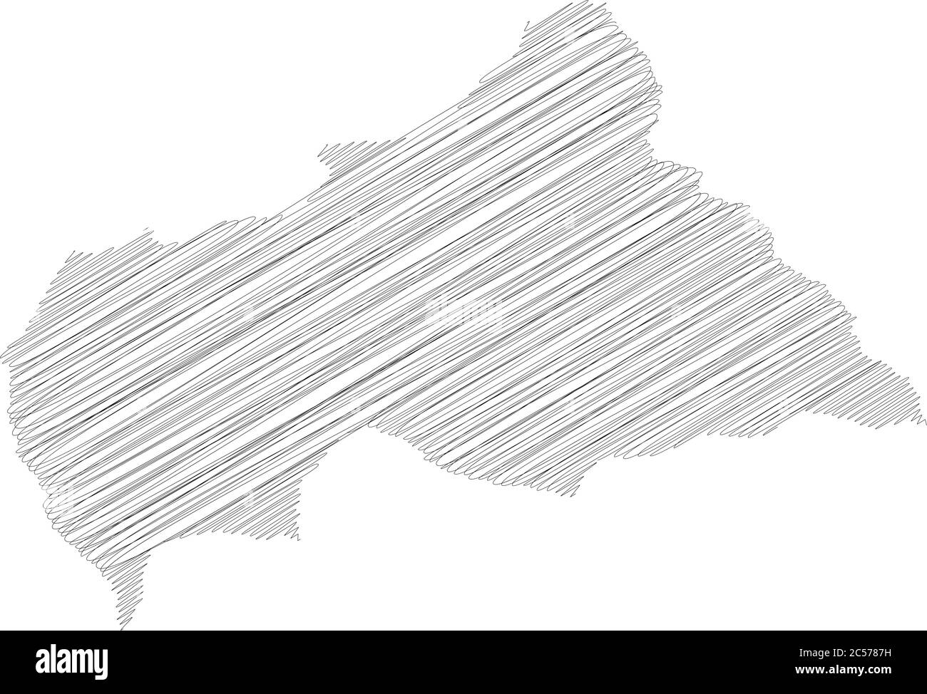 Central African Republic - pencil scribble sketch silhouette map of ...