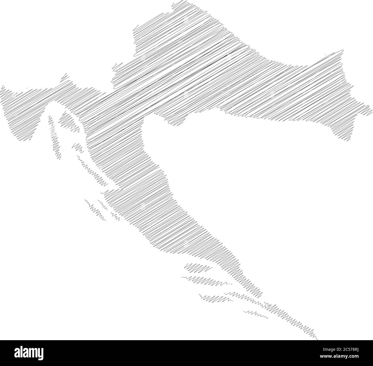Croatia pencil scribble sketch silhouette map of country area with