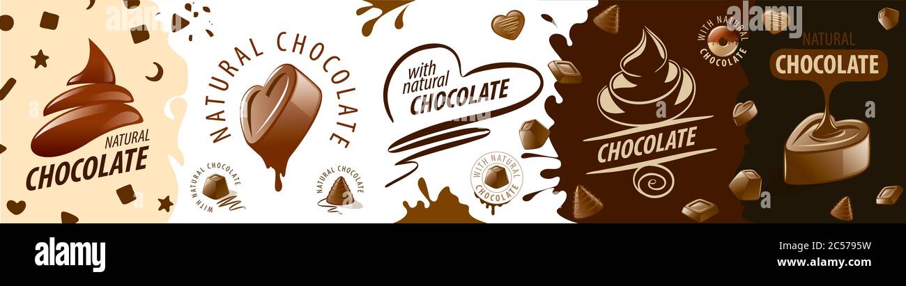 A set of creative chocolate logos. Vector illustration Stock Vector ...