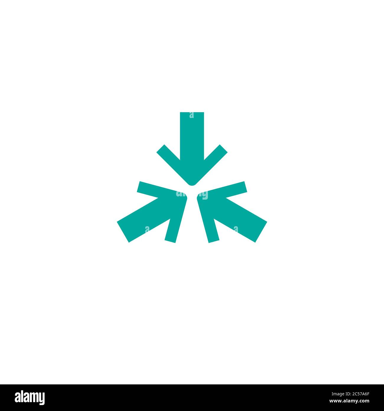 Three black arrows point to the center. Triple Collide Arrows icon