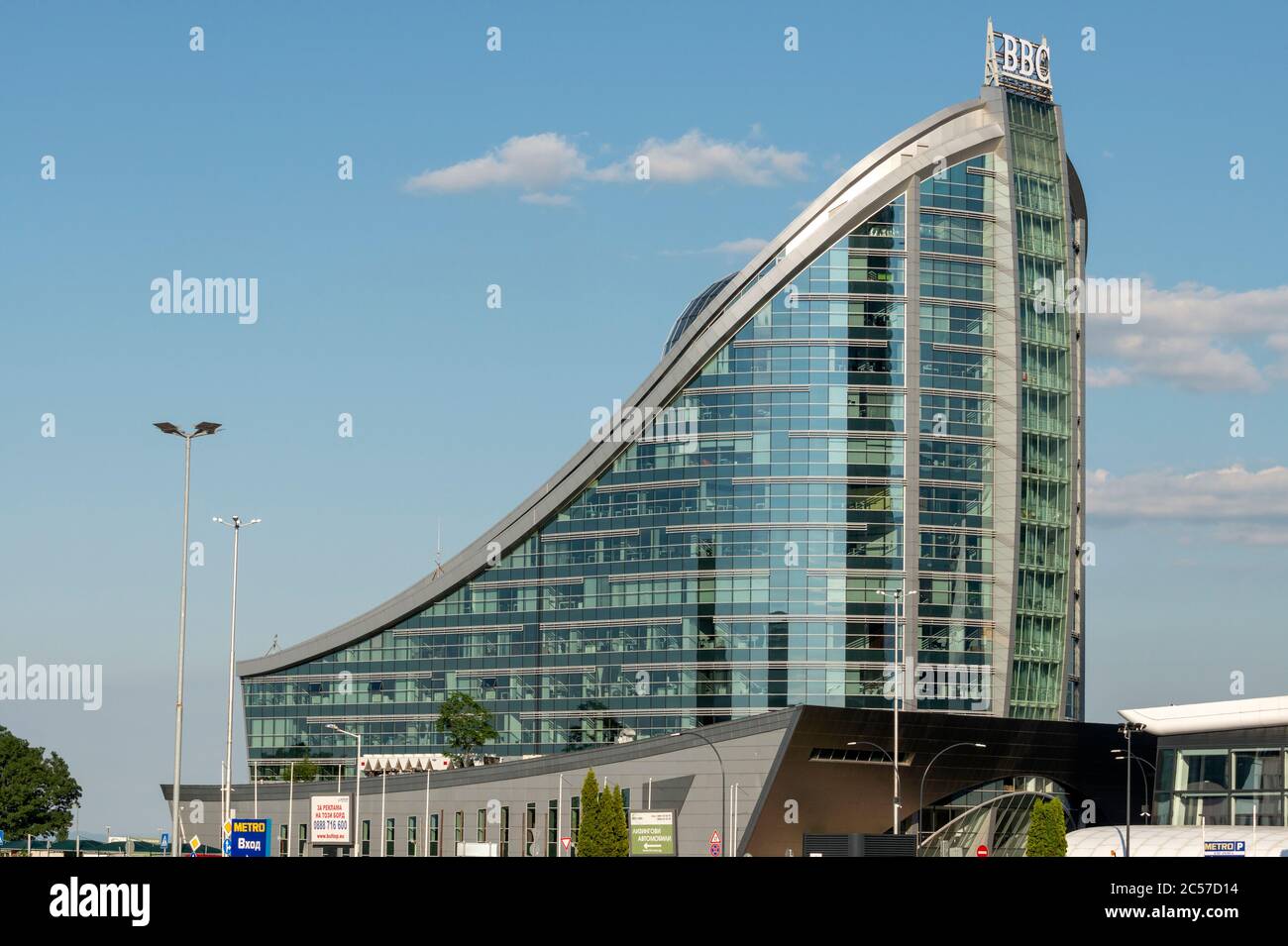 Benchmark Business Center glass office building in Sofia Bulgaria as seen in June 2020 Stock Photo