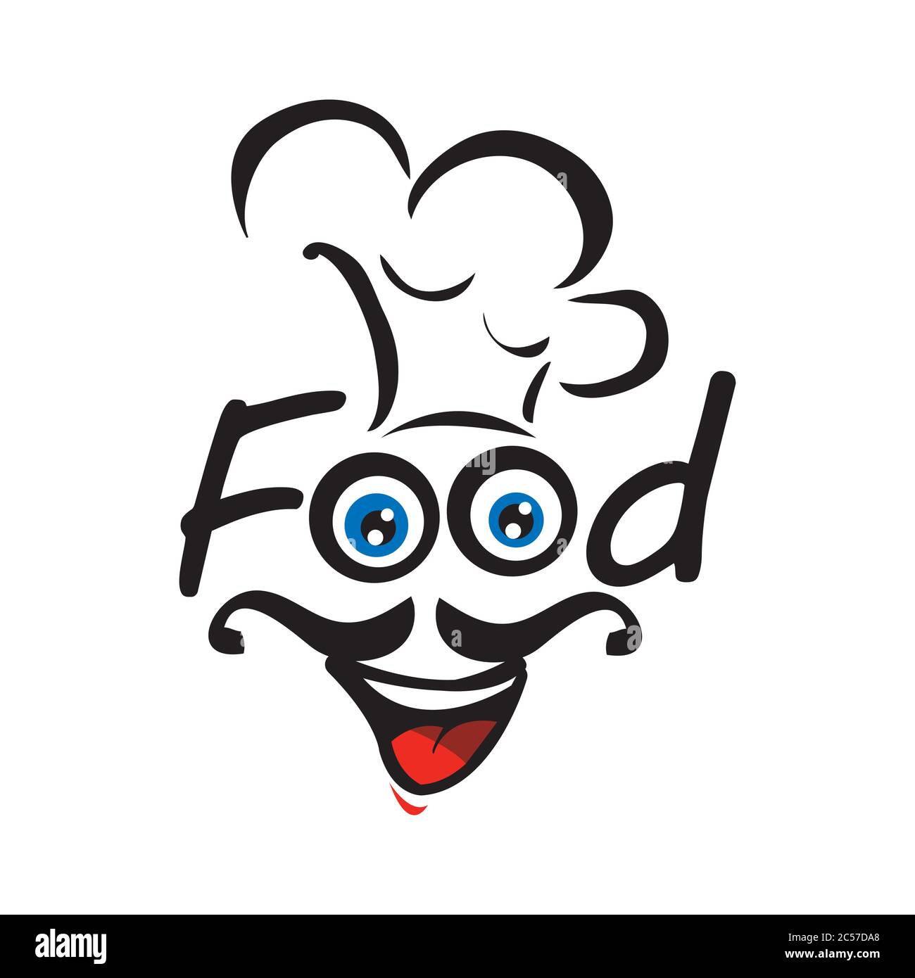 Food letter design with illustration face cheef in cartoon style. Best ...