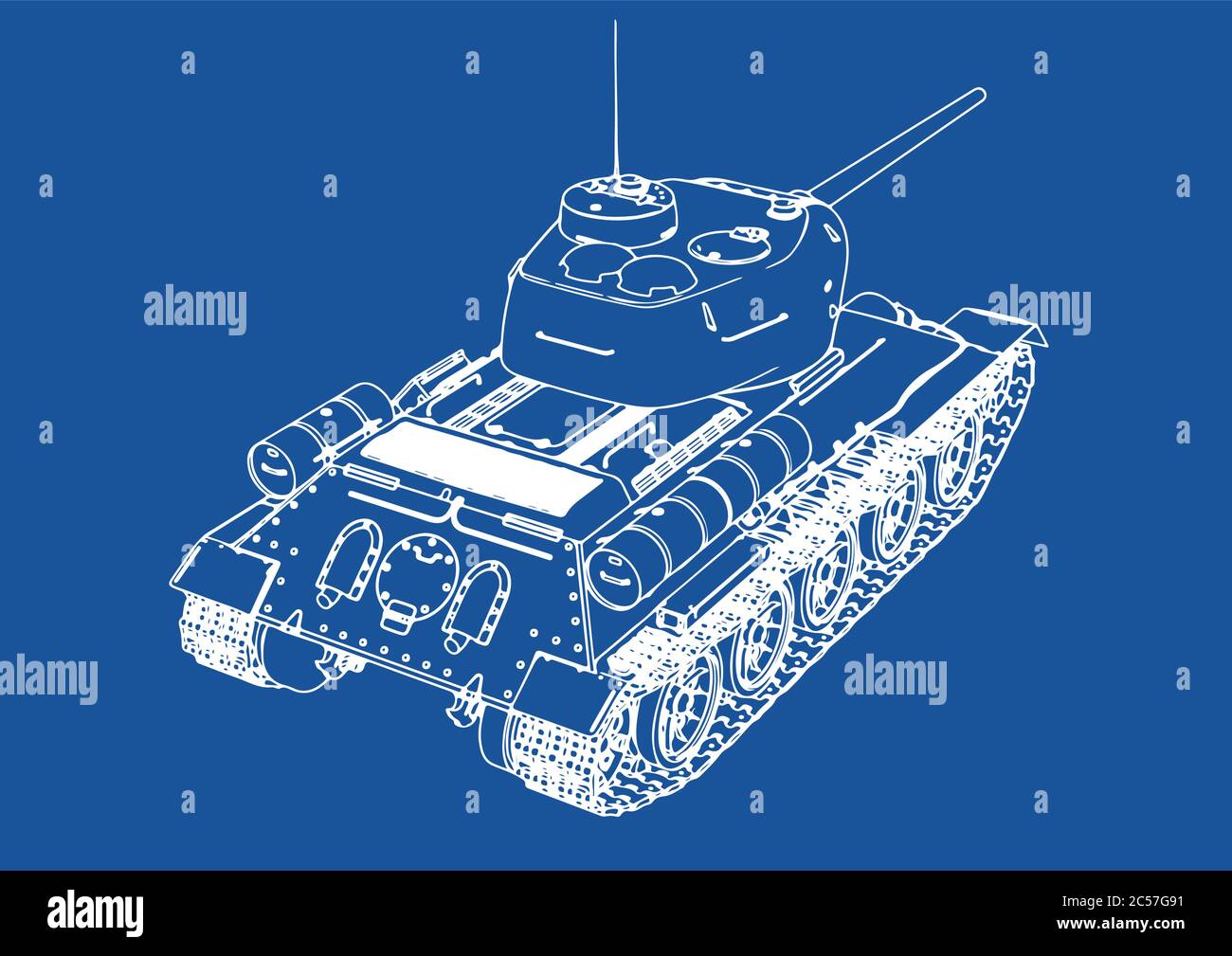 drawing of a tank on a blue background vector Stock Vector Image & Art ...