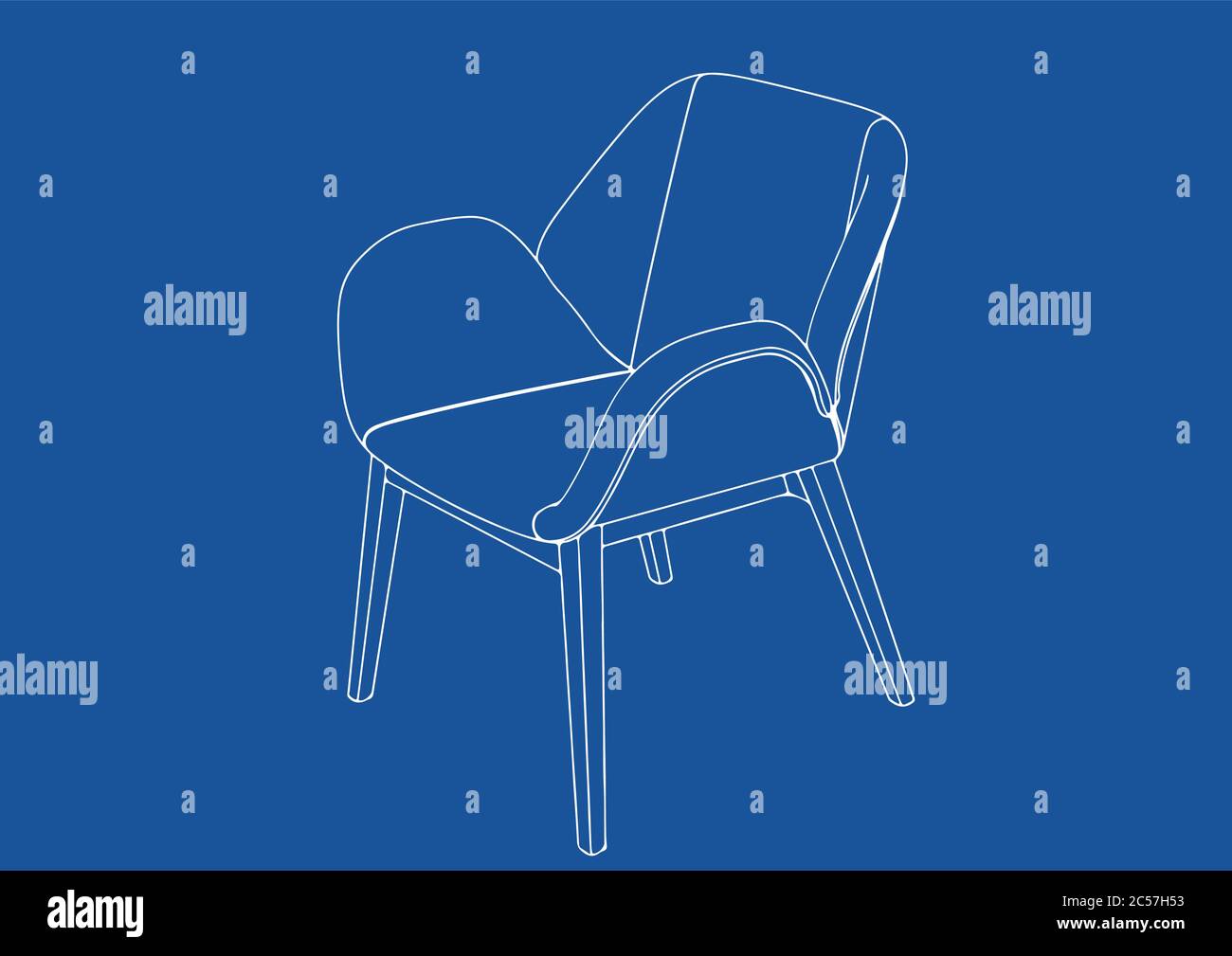 drawing of a chair on a blue background vector Stock Vector Image & Art ...