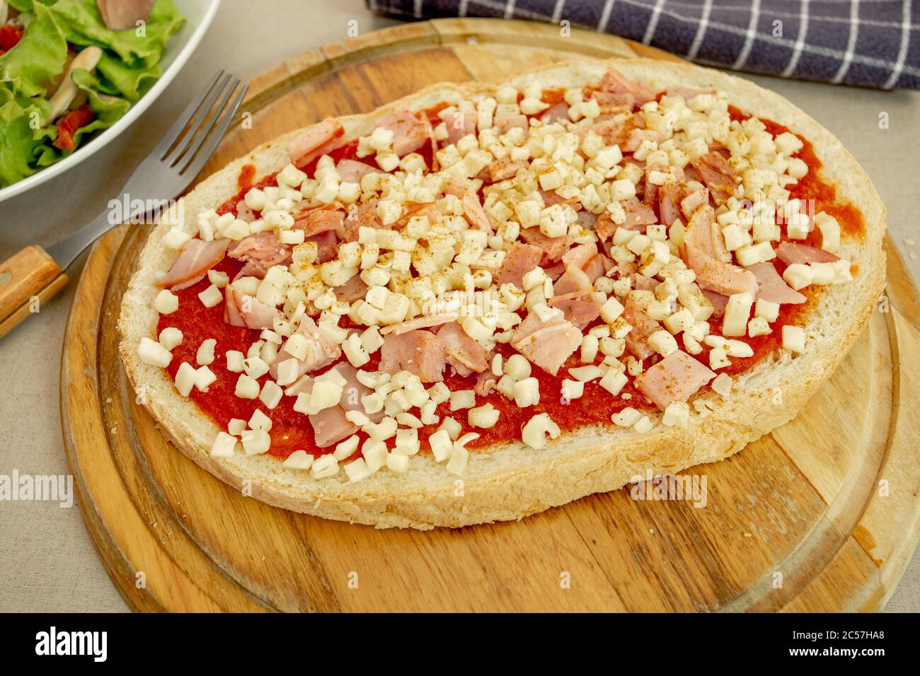 ham bruschetta on a cutting board Stock Photo