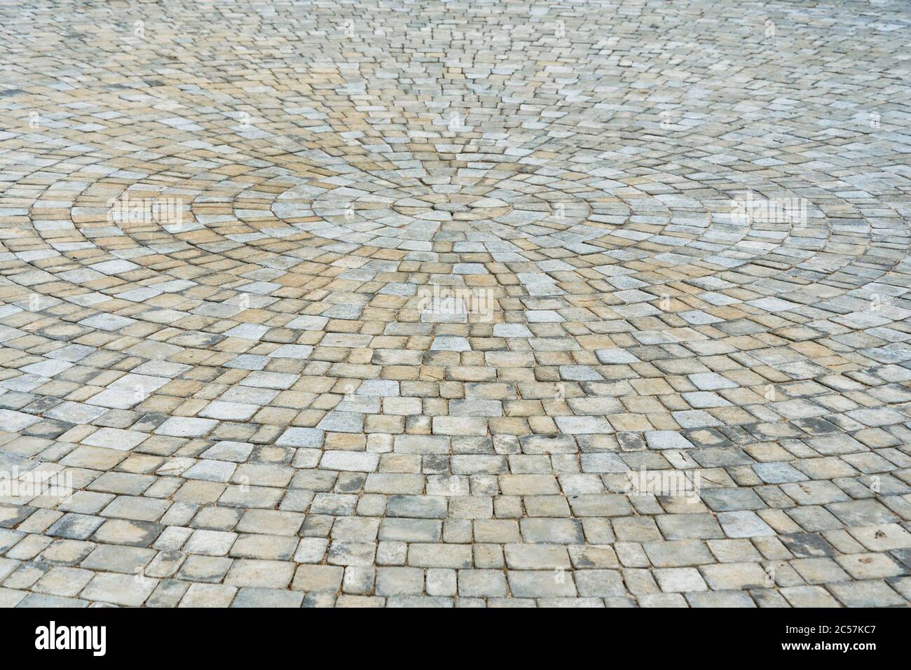 Stone paving circle texture. Abstract structured background of modern