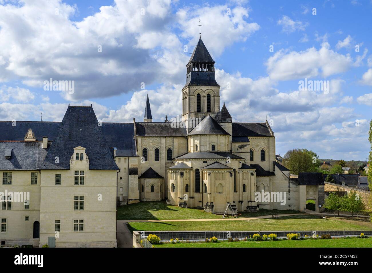 France, Maine et Loire, Loire Anjou Touraine Regional Natural Park, Loire Valley listed as World Heritage by UNESCO, Fontevraud l'Abbaye, Notre Dame d Stock Photo
