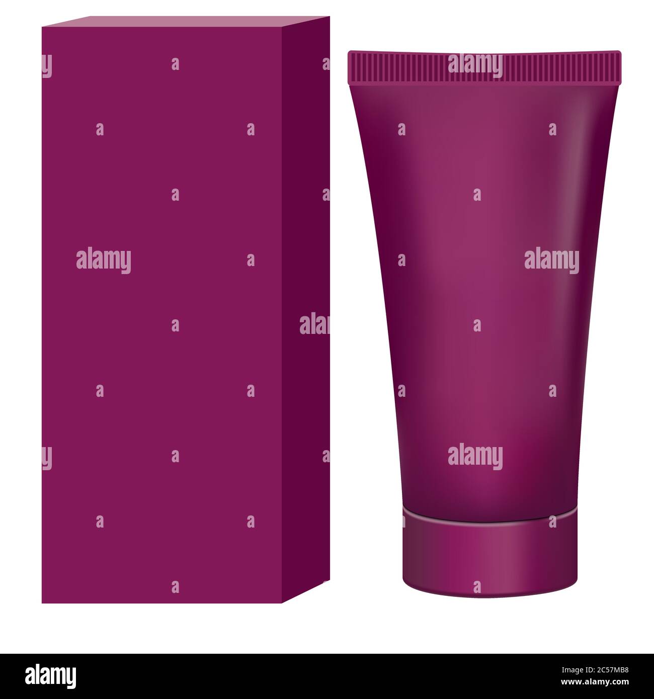 Cosmetics Cream Tube with packaging blank mockup isolated on white ...