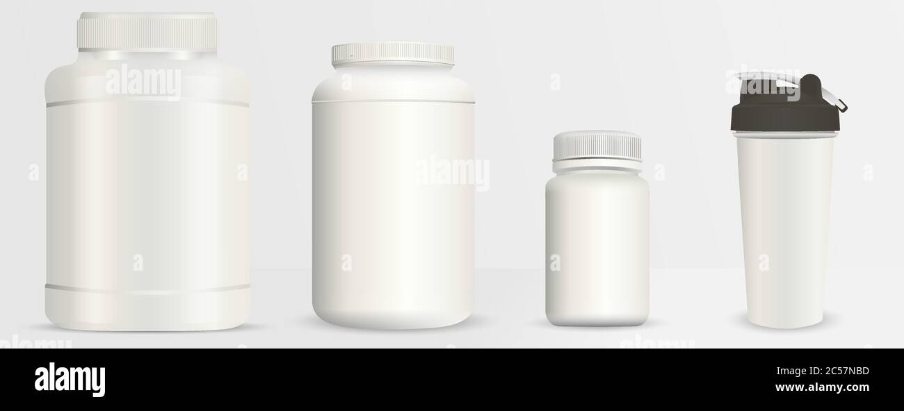 https://c8.alamy.com/comp/2C57NBD/sports-nutrition-bottles-mockup-set-realistic-blank-vector-illustration-milk-white-plastic-containers-pack-protein-powder-can-shaker-cup-bcaa-bot-2C57NBD.jpg