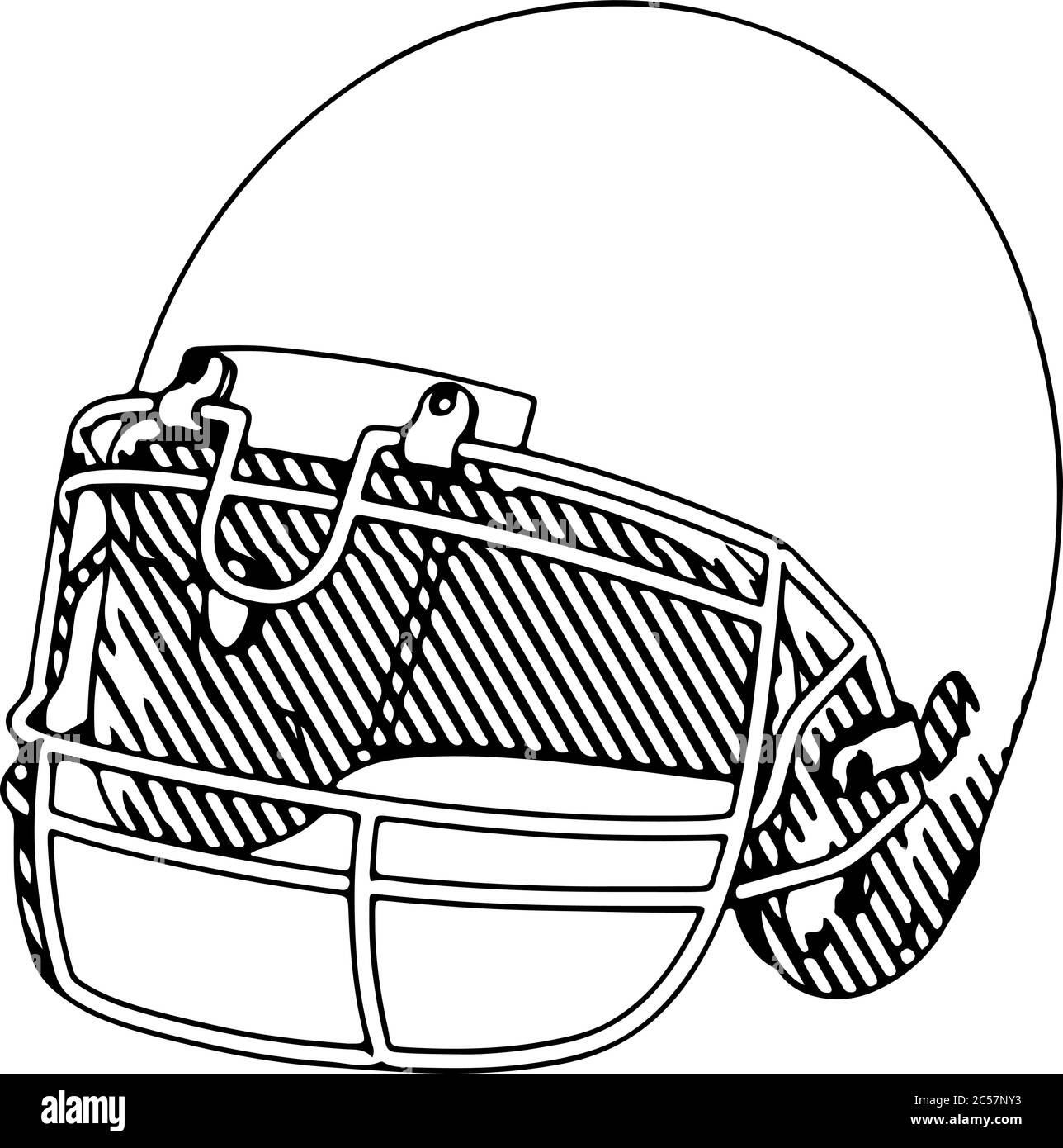 american football helmet sketch with hatching vector Stock Vector Image