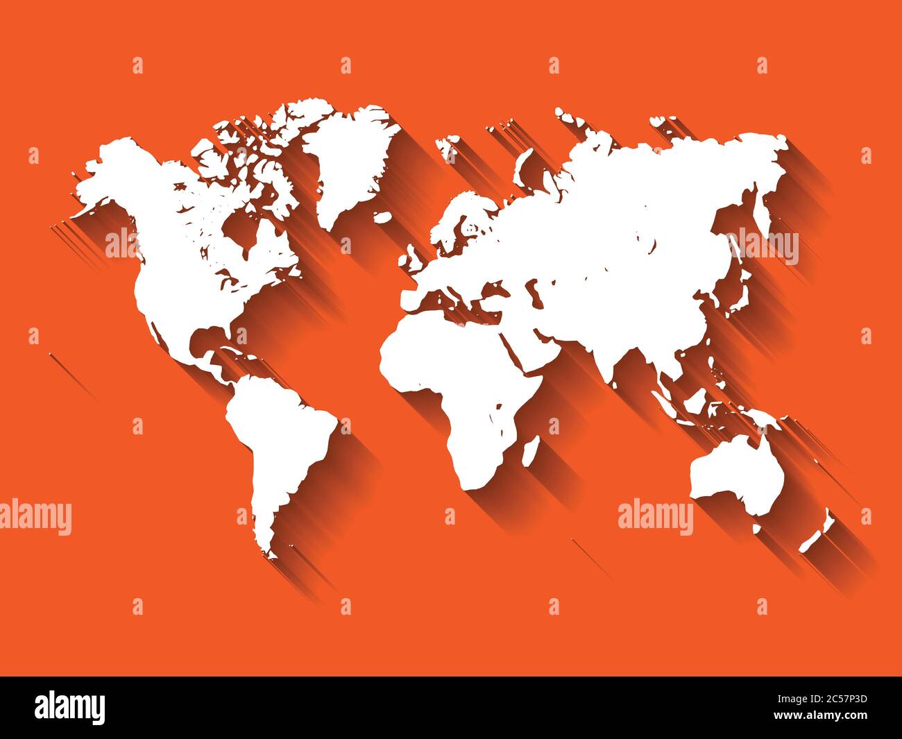 White Vector Map of World. Modern flat design with dropped long shadow ...