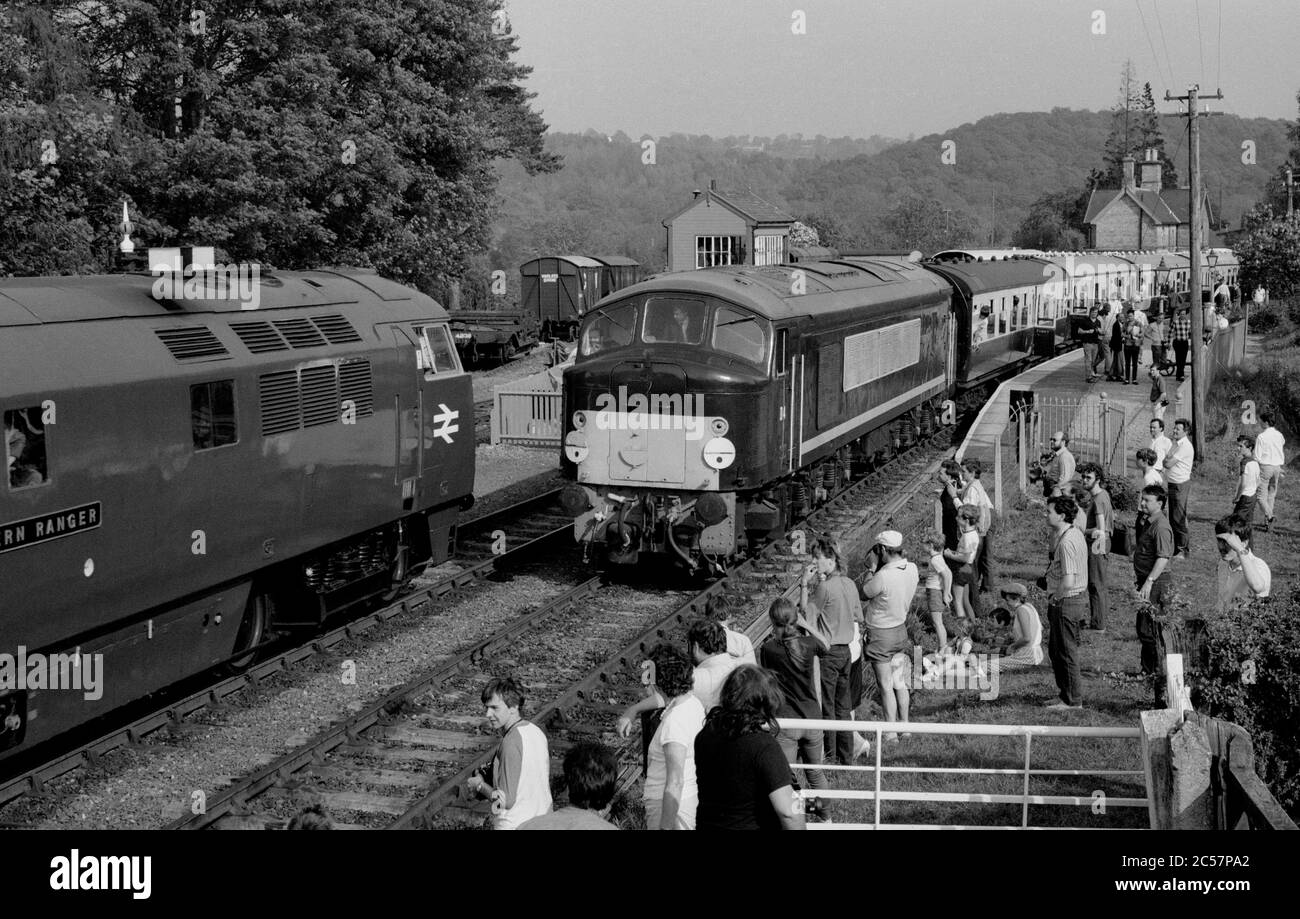 Severn Valley Railway diesel gala, Arley station, Worcestershire, UK. 1987. Stock Photo