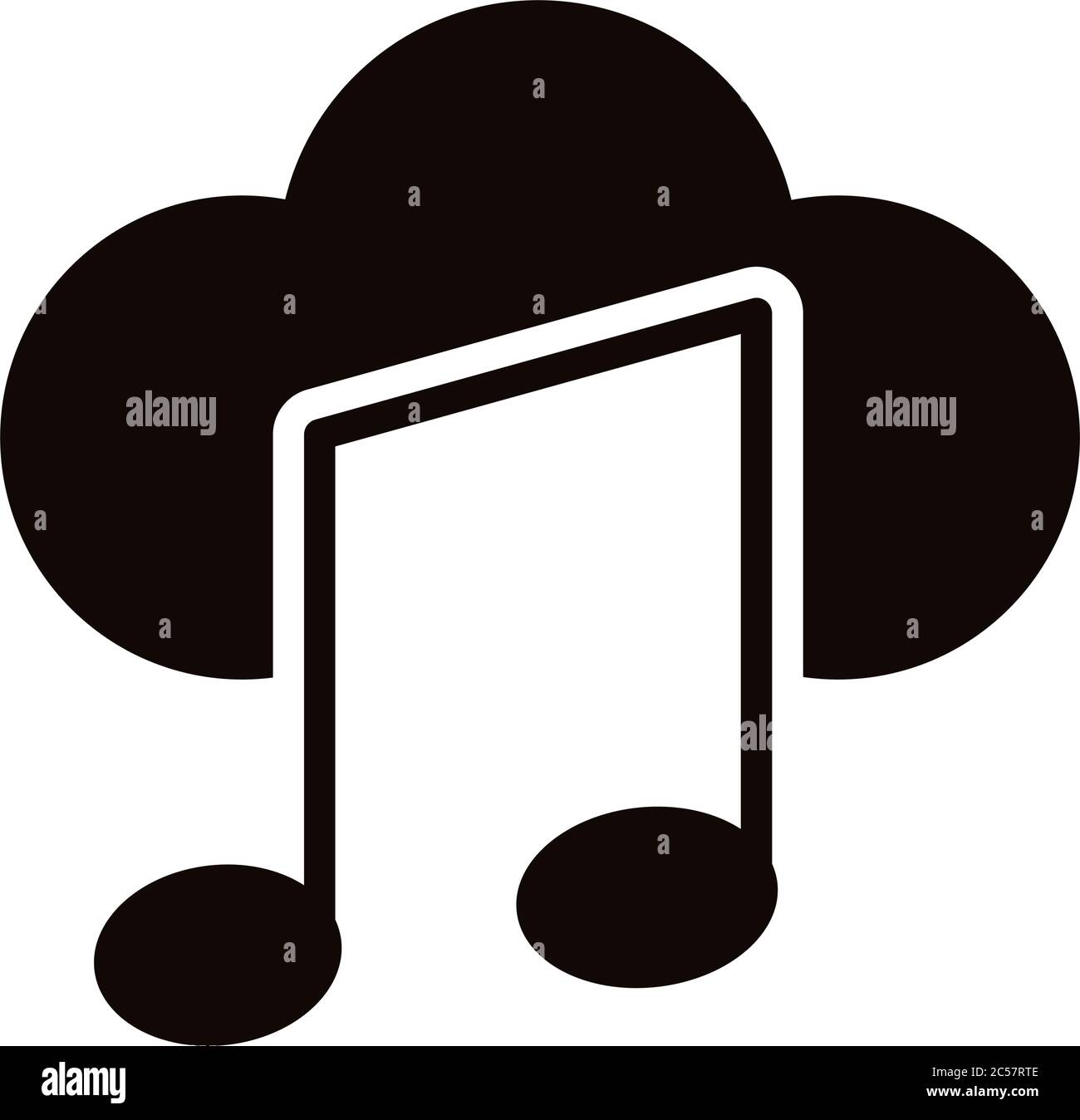 music note with cloud computing silhouette style icon vector illustration design Stock Vector