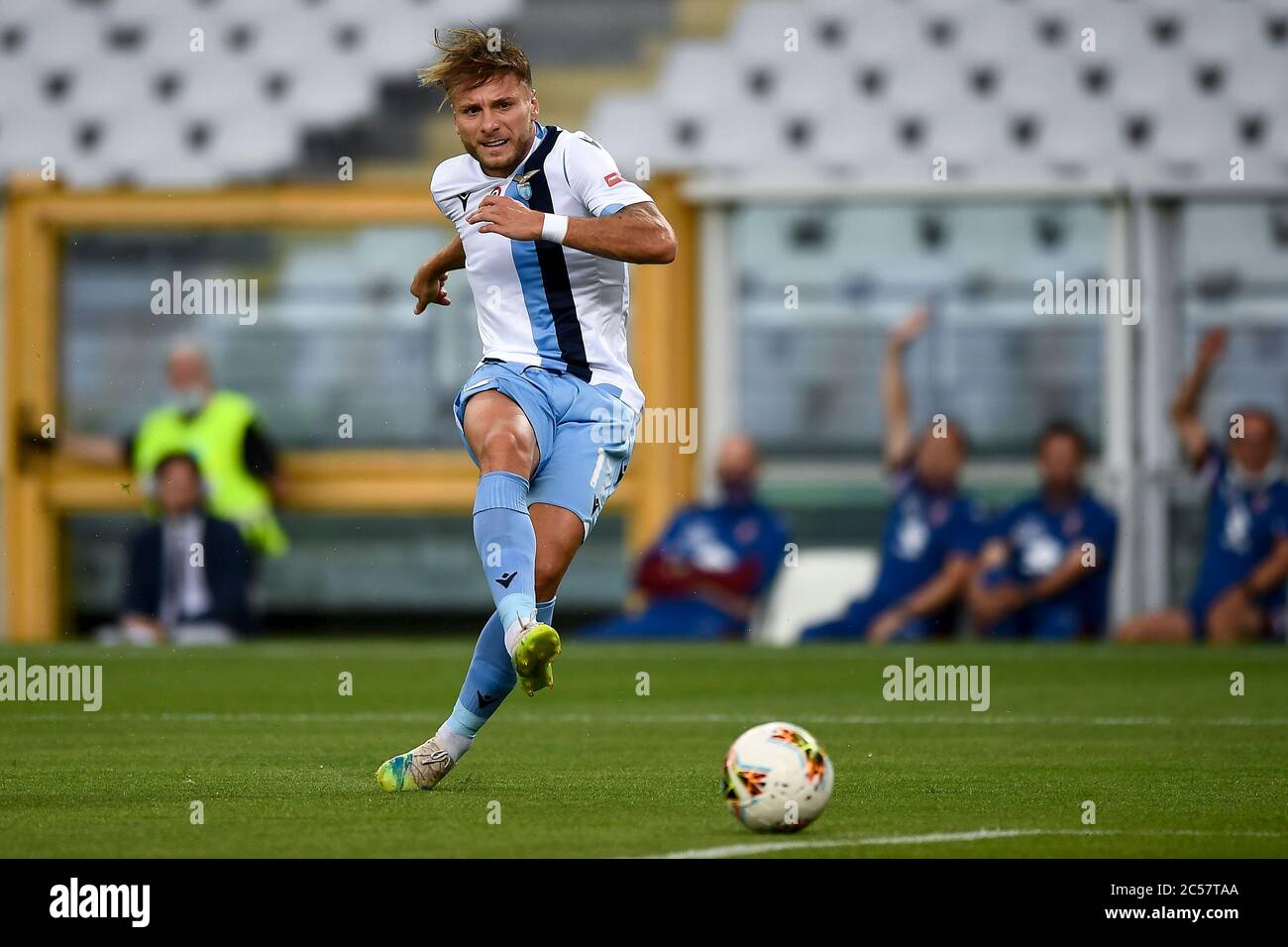 Turin Italy 30 June Ciro Immobile Of Ss Lazio Kicks The Ball During The Serie A Football Match Between Torino Fc And Ss Lazio Ss Lazio Won 2 1 Over Torino Turin Italy 30 June Ciro Immobile Of Ss Lazio Kicks The Ball During The Serie A Football Match Between Torino Fc And Ss Lazio Ss Lazio Won 2 1 Over Torino