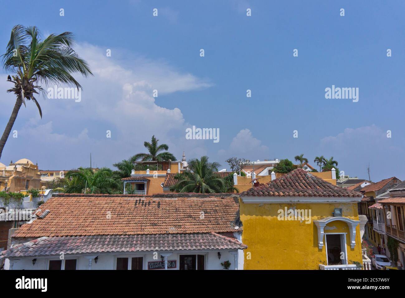 Old city street view, Cartagena, Colombia, South America Stock Photo