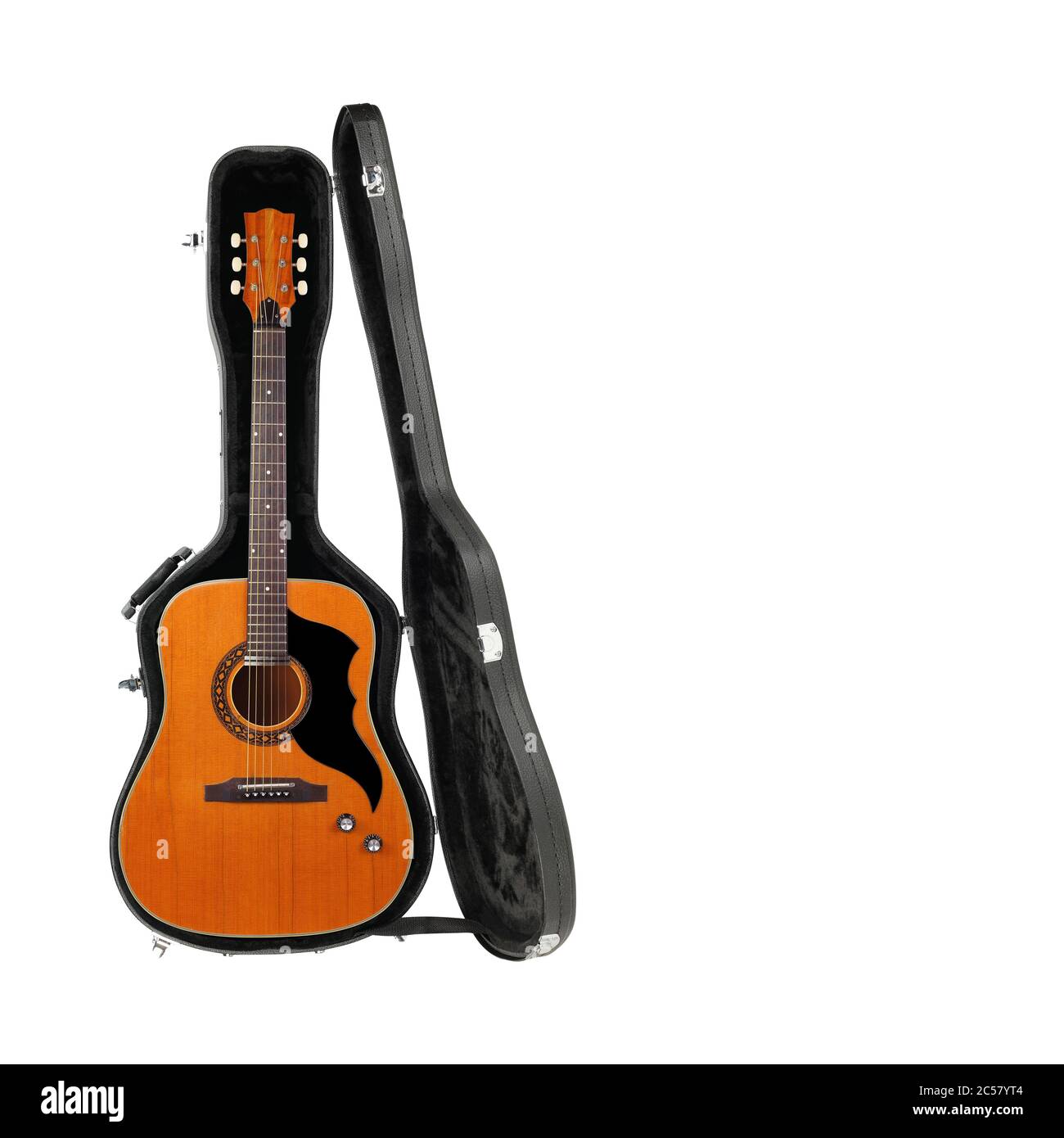 Musical instrument Acoustic guitar hard case isolated on a white