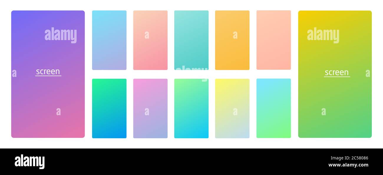 Pastel gradient smooth and vibrant soft color background set Stock ...