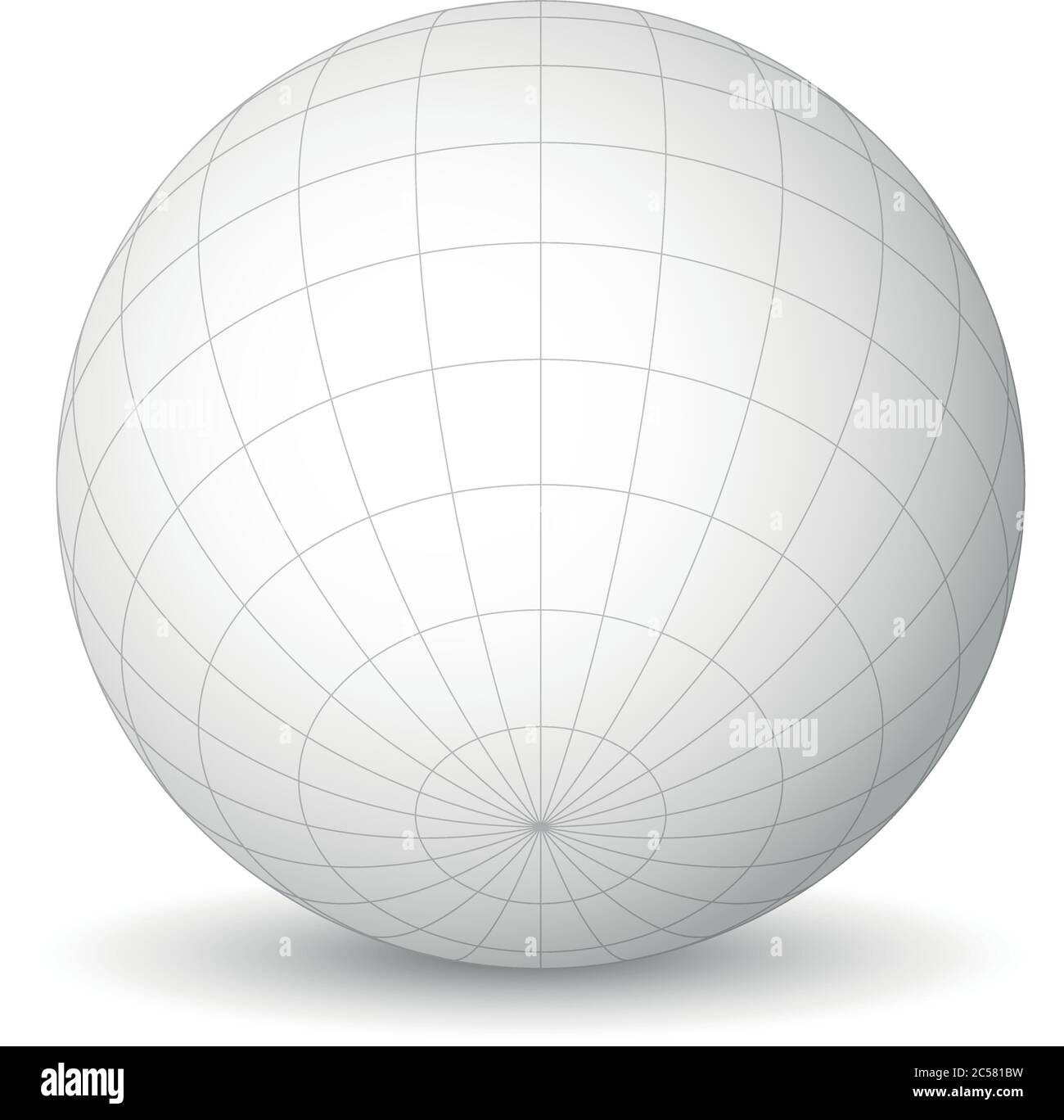 Blank planet Earth white globe with grid of meridians and parallels, or latitude and longitude. 3D vector illustration. Stock Vector