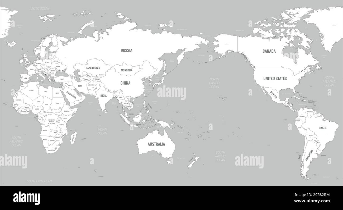 World Map With Ocean And Sea Names