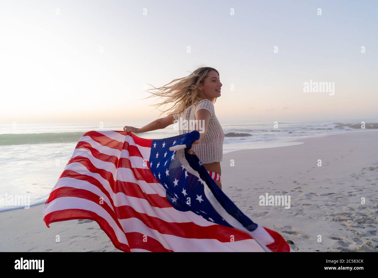 Us flag waving hi-res stock photography and images - Alamy