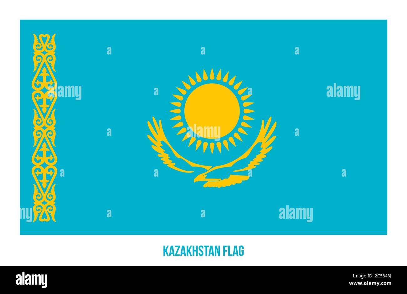 Kazakhstan Flag Vector Illustration on White Background. Kazakhstan