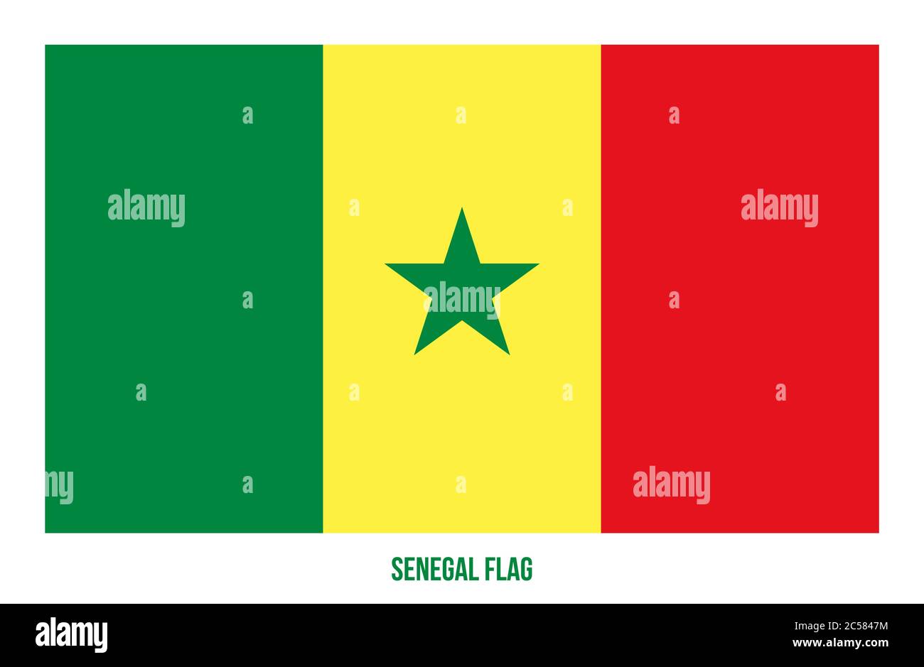 Senegal Flag Vector Illustration on White Background. Senegal National Flag. Stock Vector