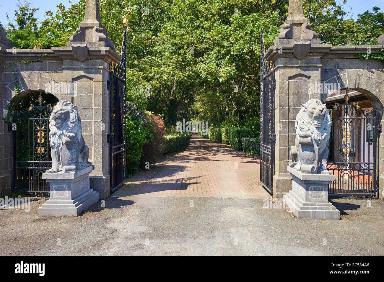 Entrance to Billown Mansion the home of John Whittaker the richest man in the Isle of Man and the owner of Peel Holdings Stock Photo