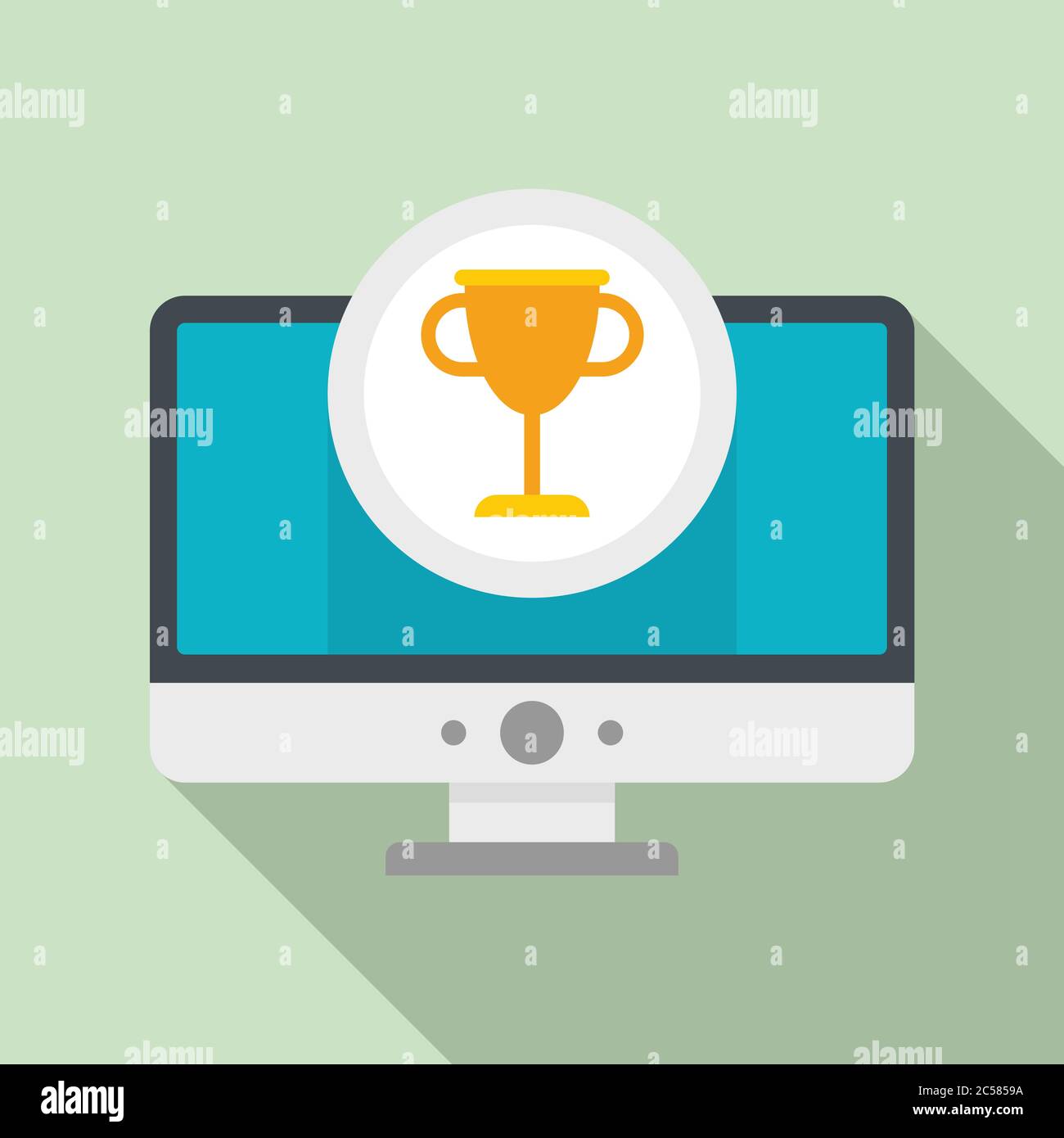 Gamification monitor cup icon. Flat illustration of gamification monitor cup vector icon for web design Stock Vector