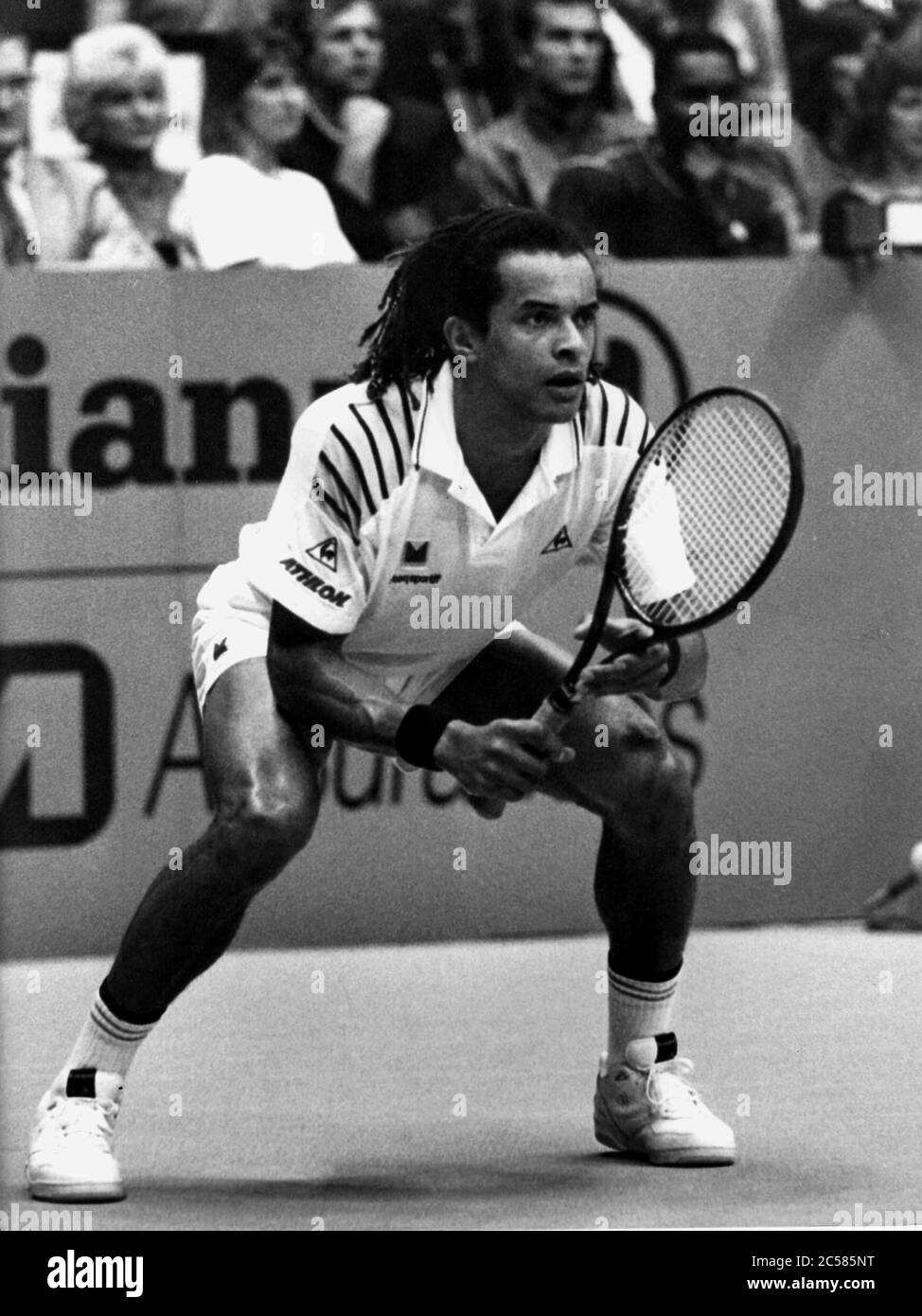 Archives 90ies: French tennis player Yannick Noah plays at GPTL - Lyons  Tennis Grand Prix, Lyon, Rhone, France Stock Photo - Alamy
