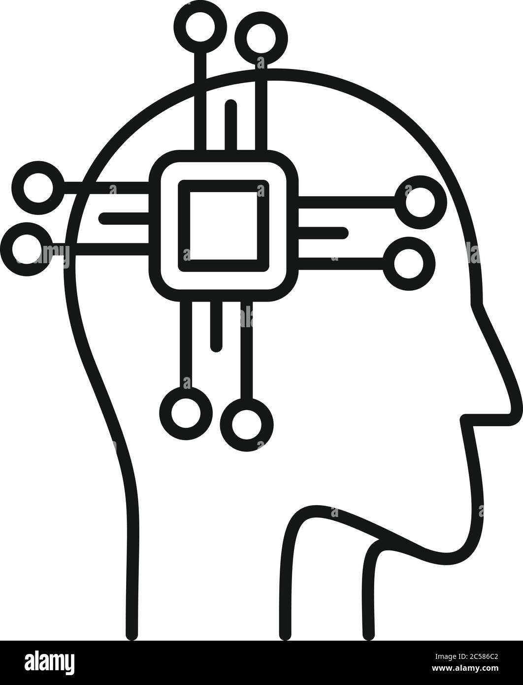 Education smart brain icon. Outline education smart brain vector icon ...