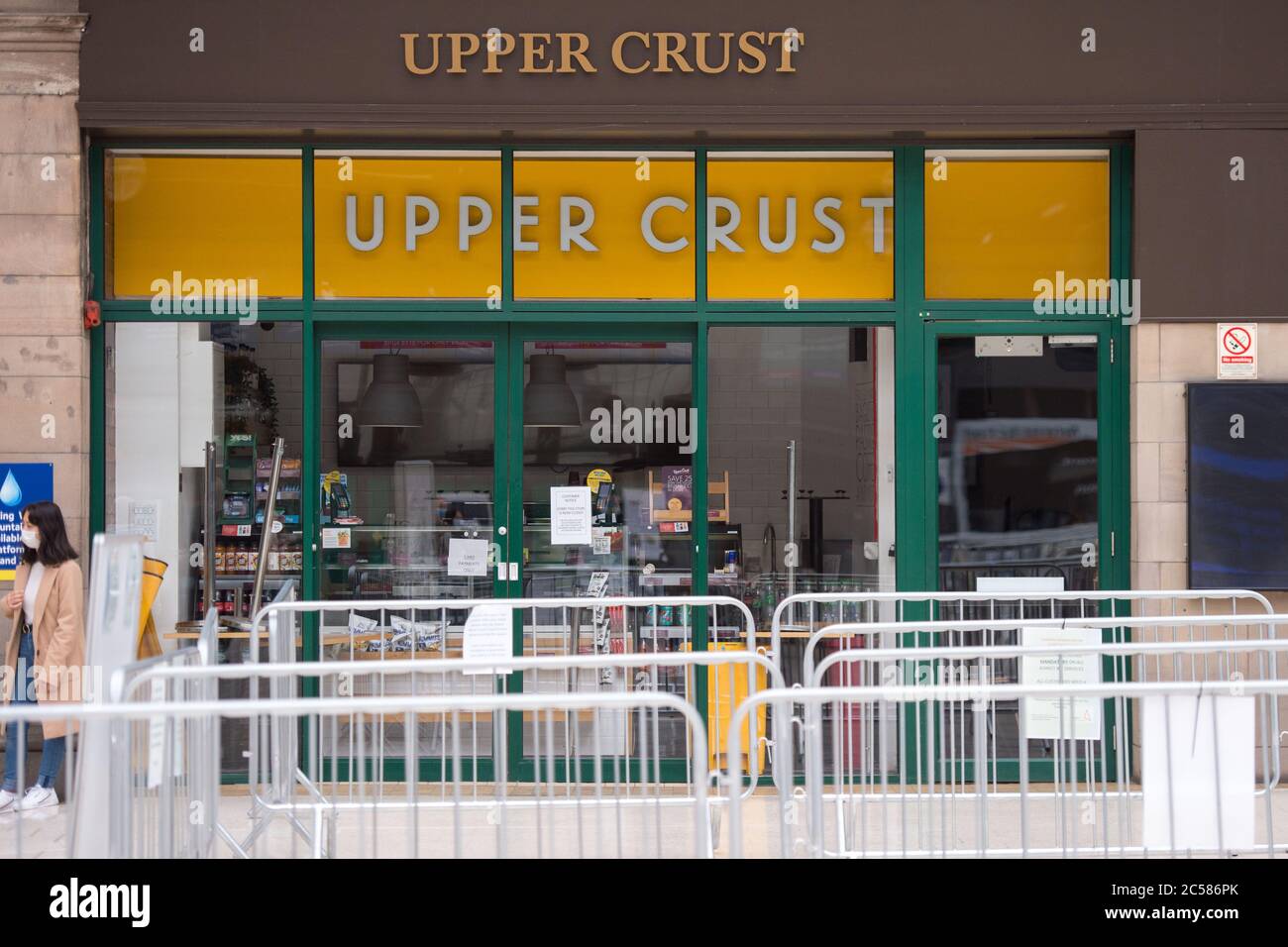 Glasgow, Scotland, UK. 1st July, 2020. Pictured: Upper Crust owner SSP Group announces up to 5,000 jobs could be cut across its UK outlets and head office, as it struggles with the reduction in passenger travel due to the coronavirus crisis. Global sales for the firm in April and May were 95% below the previous year's and as a s a consequence by the end of the autumn the group which operates 580 food and drink outlets across the UK, looks to axe around 80% of its UK operations which are mainly situated in railway stations and airports. Credit: Colin Fisher/Alamy Live News Stock Photo