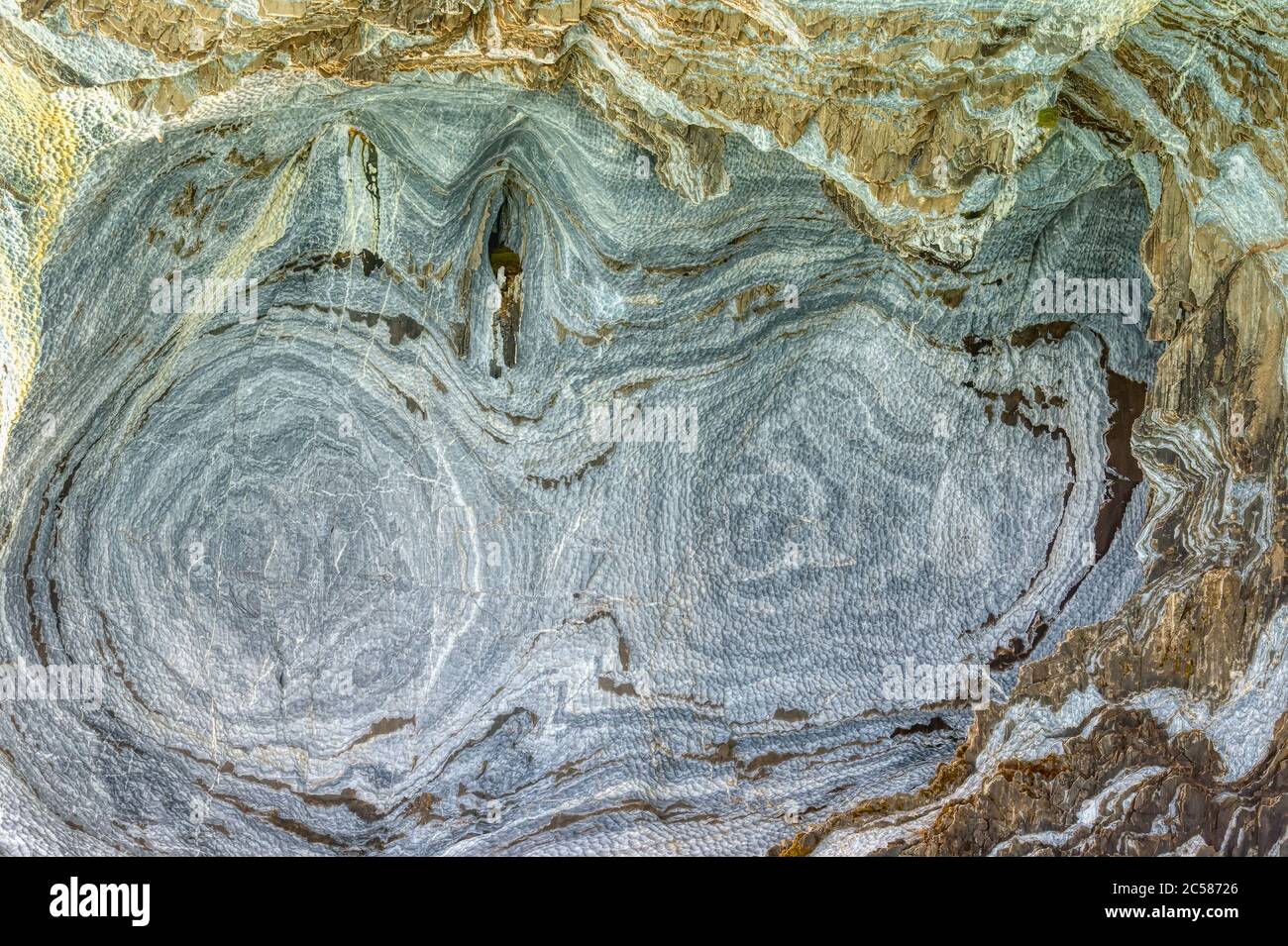 Marble Caves Sanctuary, Strange rock formations caused by water erosion, General Carrera Lake, Puerto Rio Tranquilo, Aysen Region, Patagonia, Chile Stock Photo