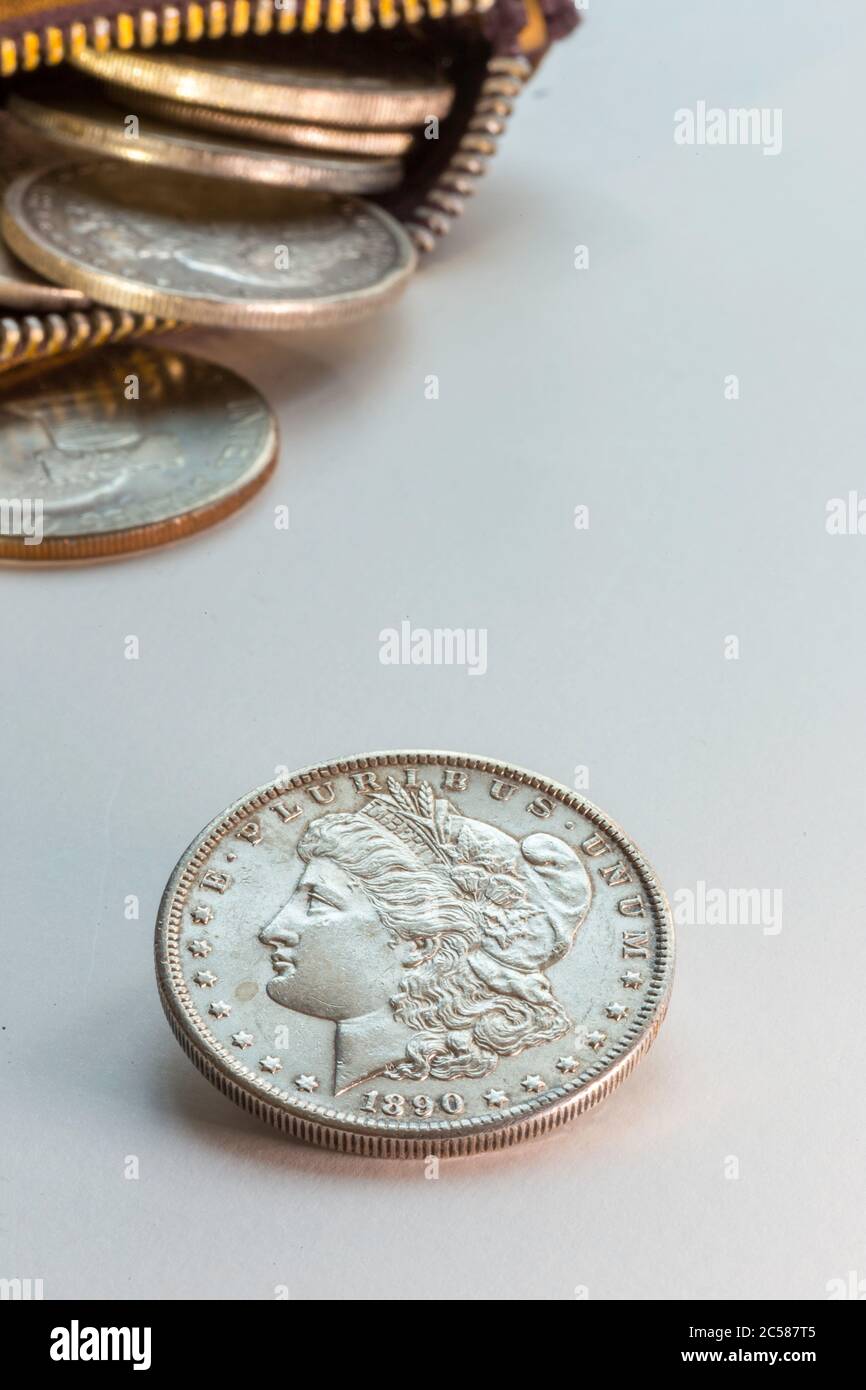United States historical silver dollar still life Stock Photo Alamy