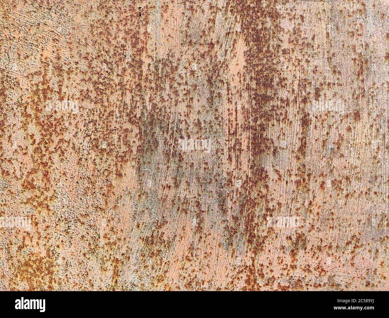 Rusty metal panel with cracked paint, corroded grunge metal background texture Stock Photo