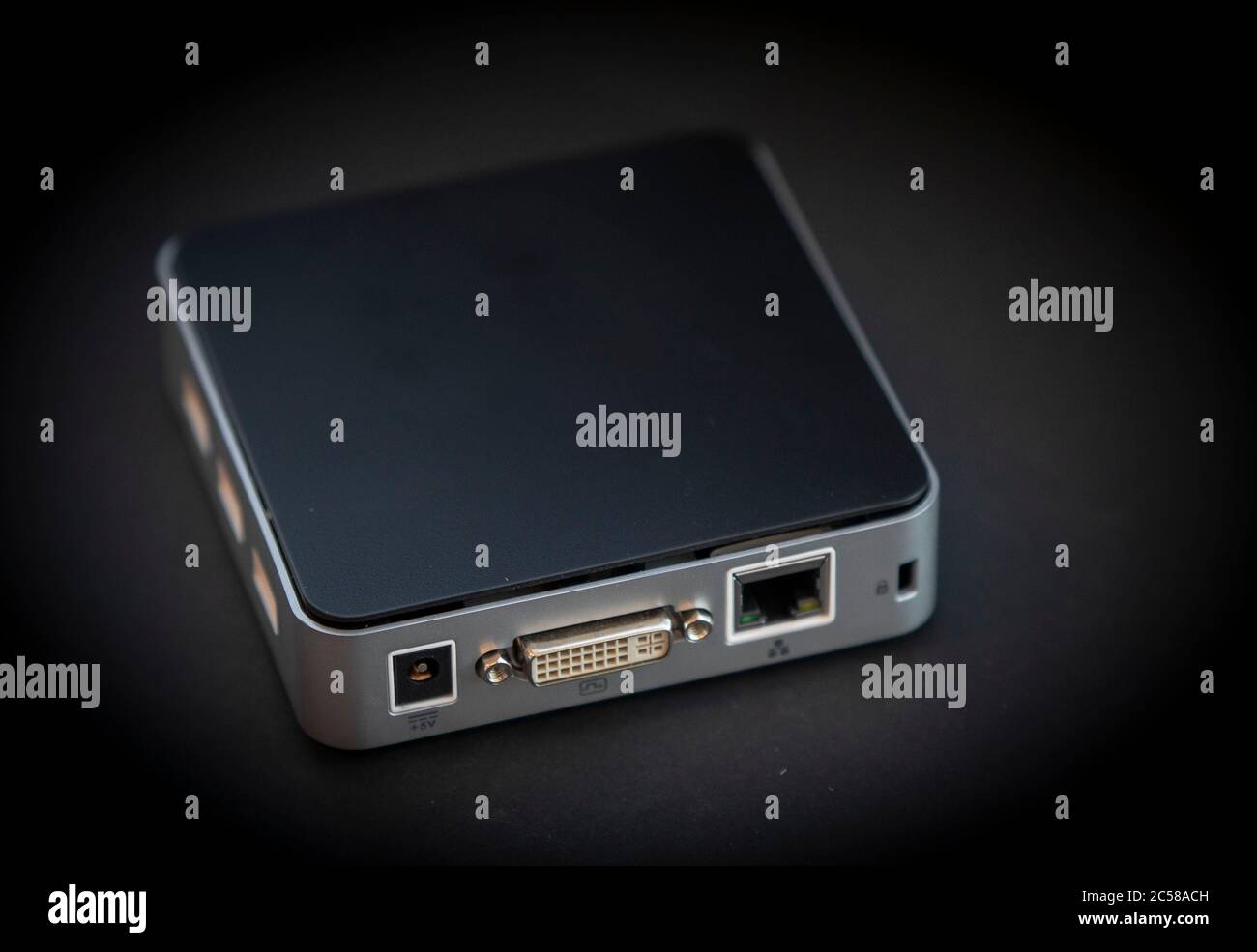 a mini PC with black background Stock Photo