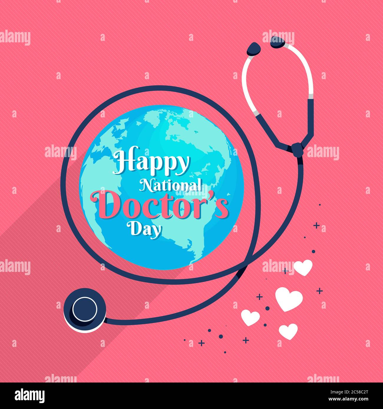 Happy National Doctor's Day, world, globe and doctor stethoscope