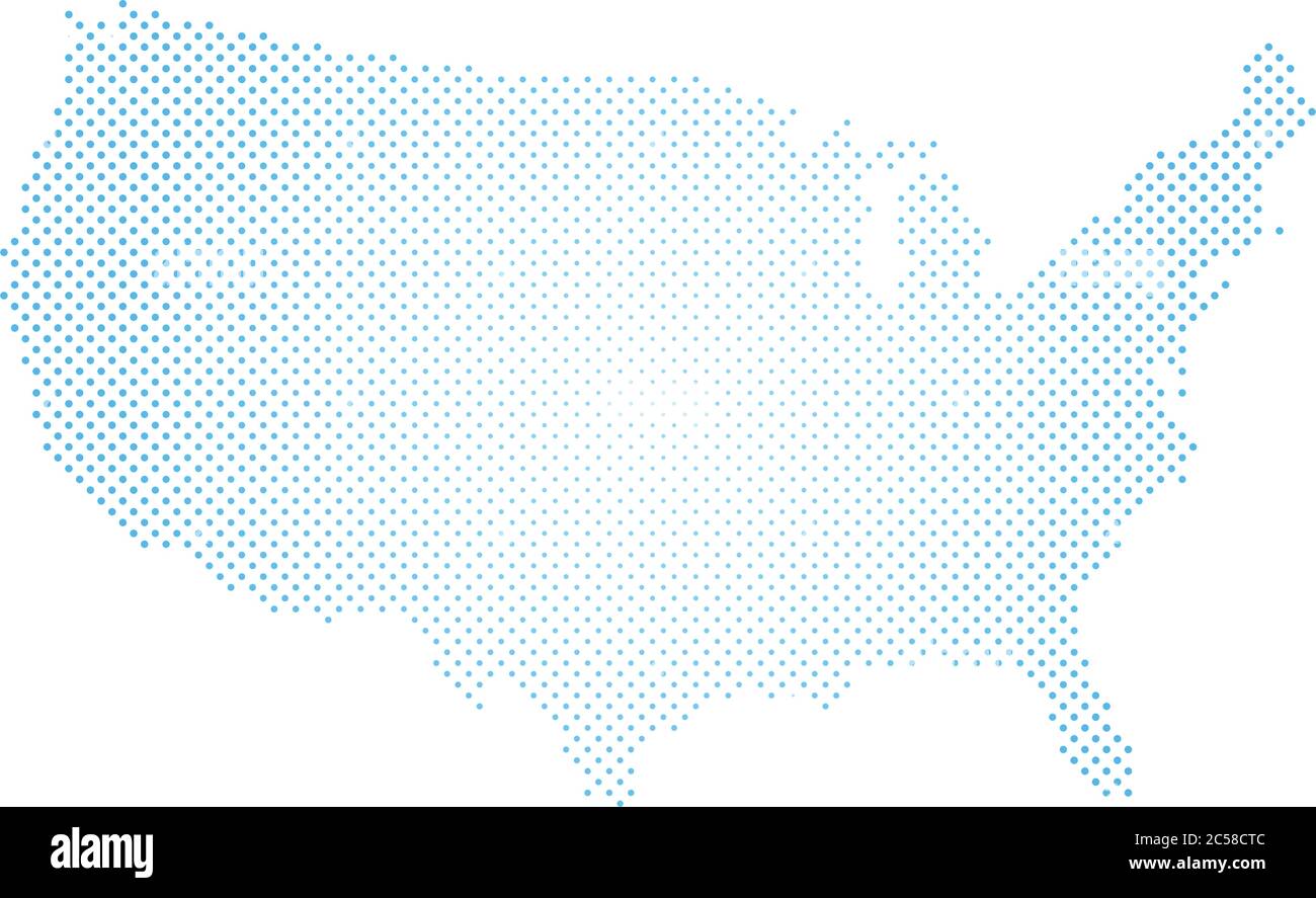 United States of America. Dotted halftone map of USA. Simple flat ...
