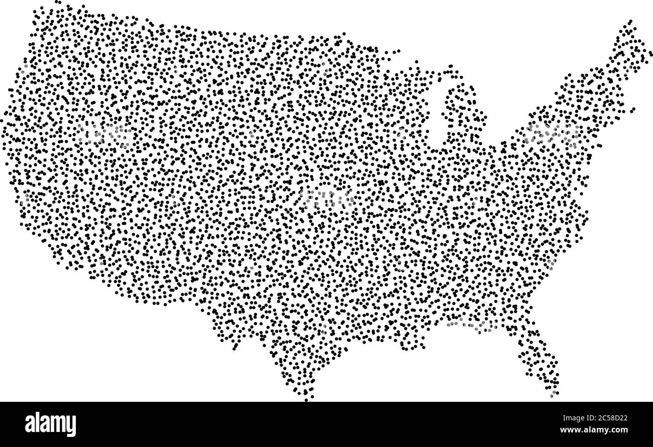 United States of America. Dotted halftone map of USA. Simple flat ...