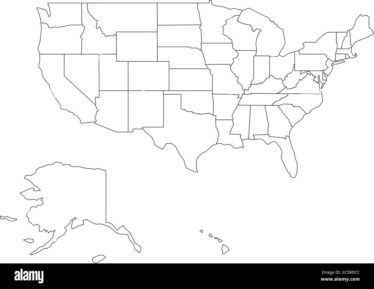 blank-black-vector-outline-map-of-usa-united-states-of-america-stock