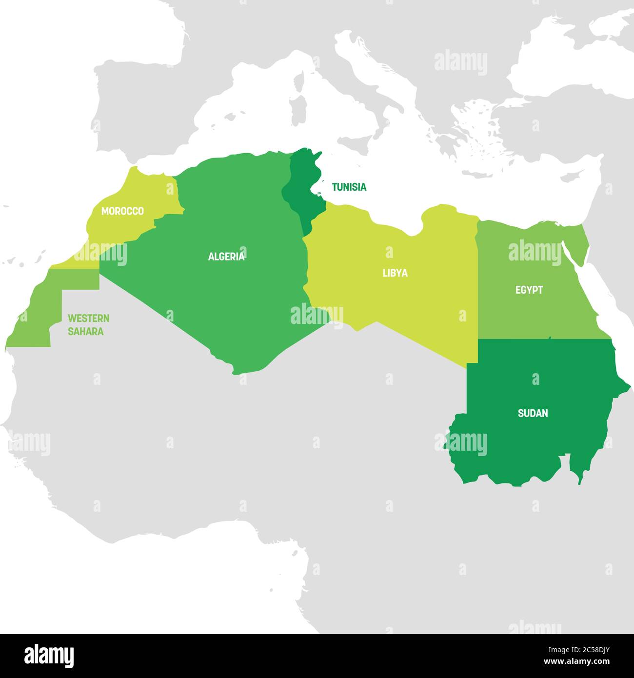 North Africa On World Map North Africa Region. Map Of Countries In Northern Africa. Vector  Illustration Stock Vector Image & Art - Alamy