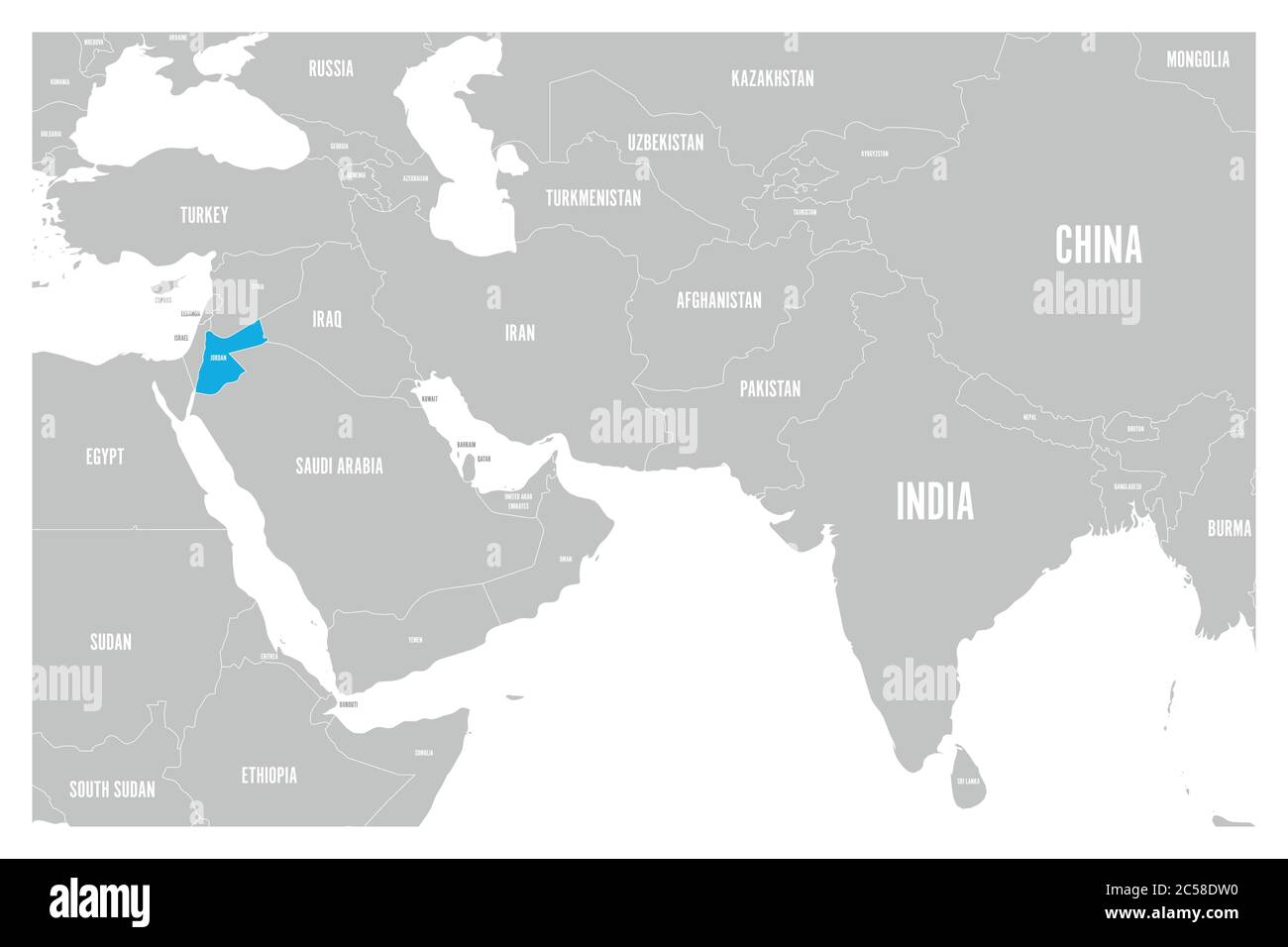Middle East. Simple flat vector map 